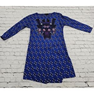 Diesel Black Gold Blue Purple Black Faux Wrap Shirt Dress WOMENS SIZE IT 44 US 8